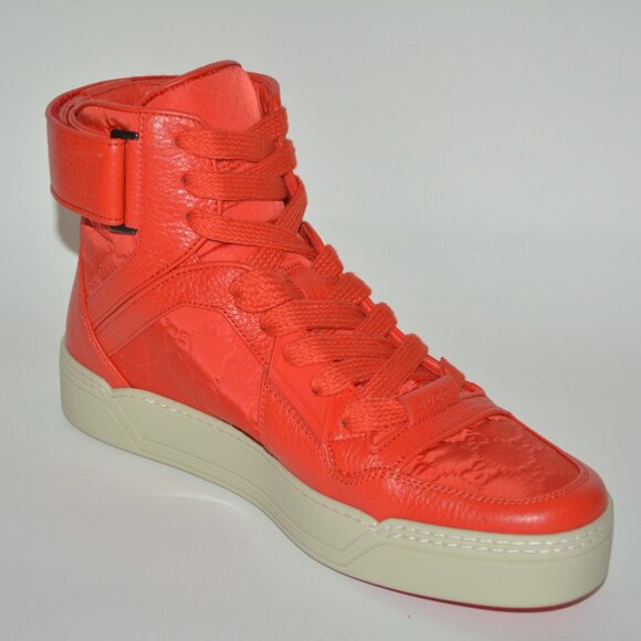 NIB GUCCI GG GUCCISSIMA MENS HITOP NYLON LEATHER SNEAKERS main image 8